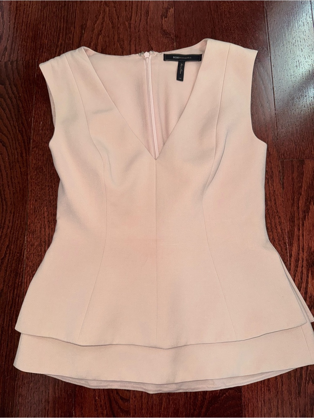 BCBGMaxAzria  V-Neck Peplum Top - Blush